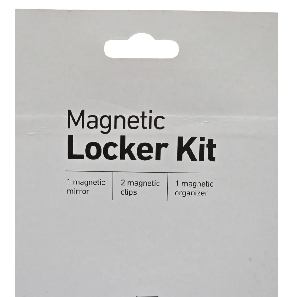 New Black Wexford 4pc Locker Kit Magnetic Organizer Mirror 2 Clips Home Office